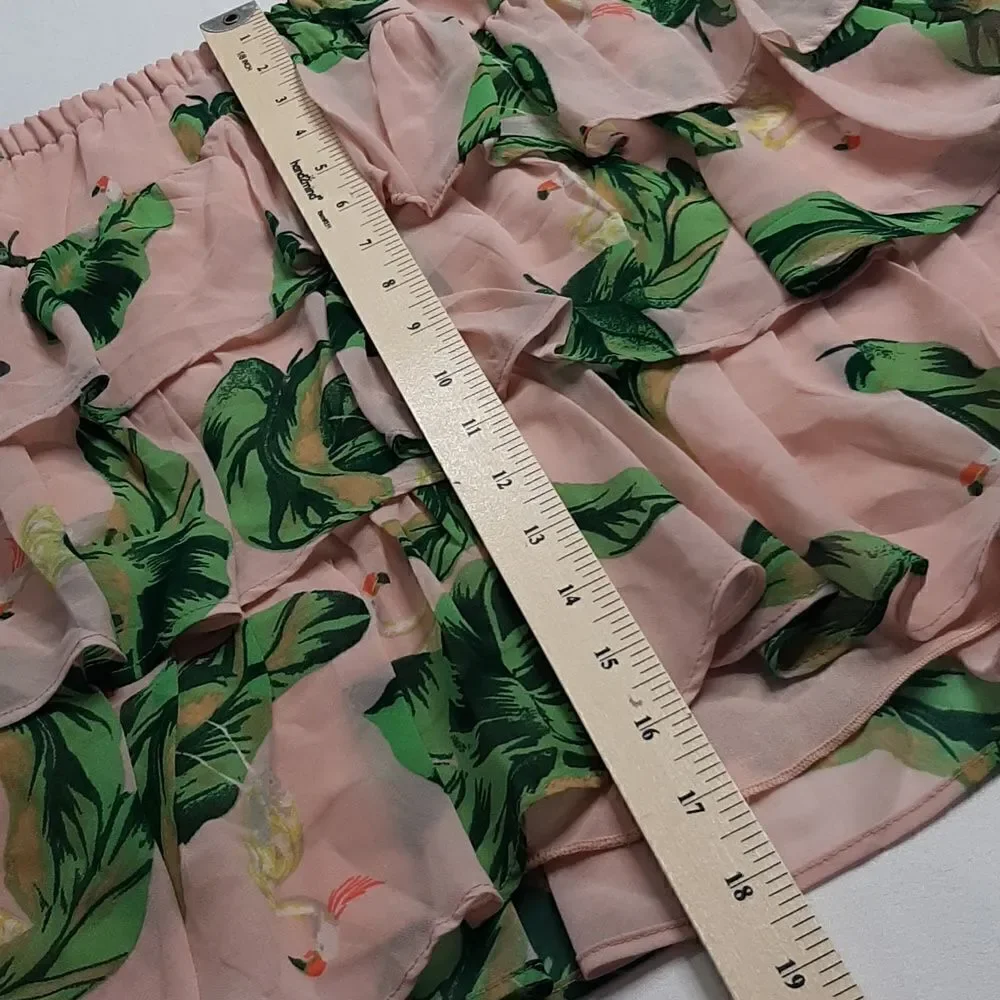 The Webster Miami Flamingo Ruffle Skirt sz S